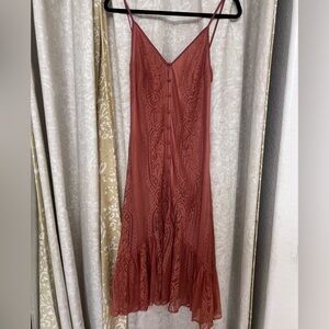 Lulu's Lace Maxi Dress in Rust